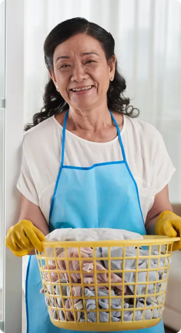 Cleaning specialist at work in a Japanese-style home